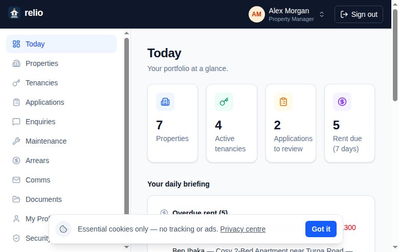 Relio — property manager dashboard